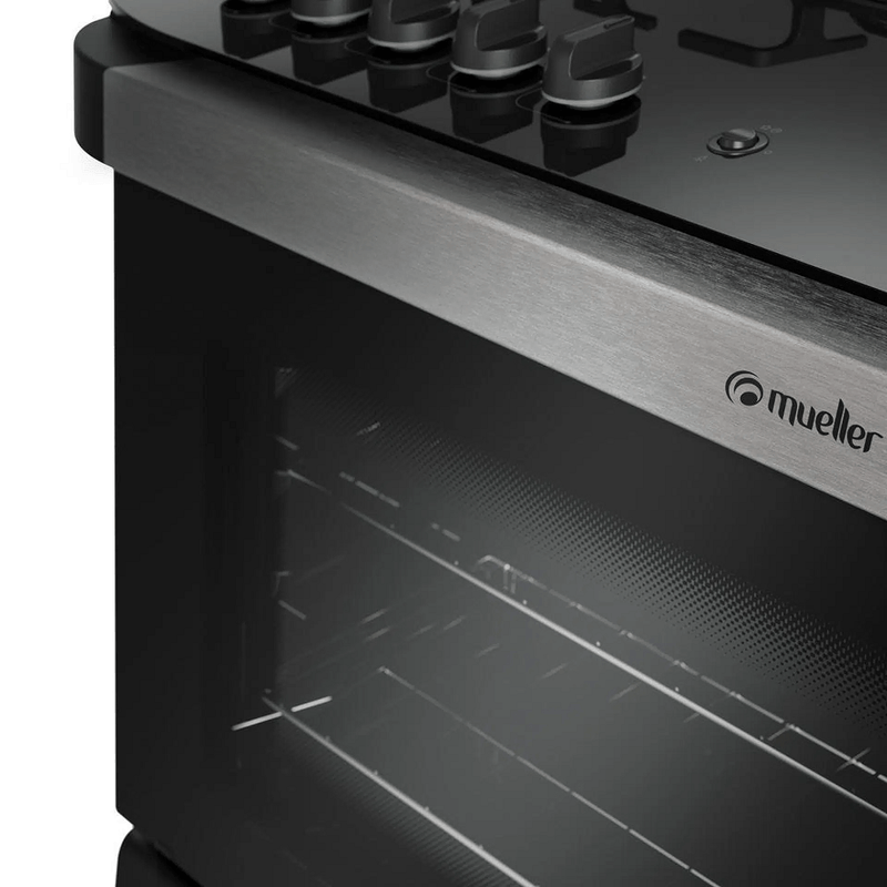 FogaoMueller5BocasDecoratoVetroAutomaticoMesadeVidroTriplaChamaPretoFoscoBivolt