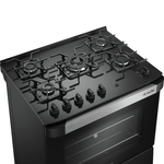 FogaoMueller5BocasDecoratoVetroAutomaticoMesadeVidroTriplaChamaPretoFoscoBivolt