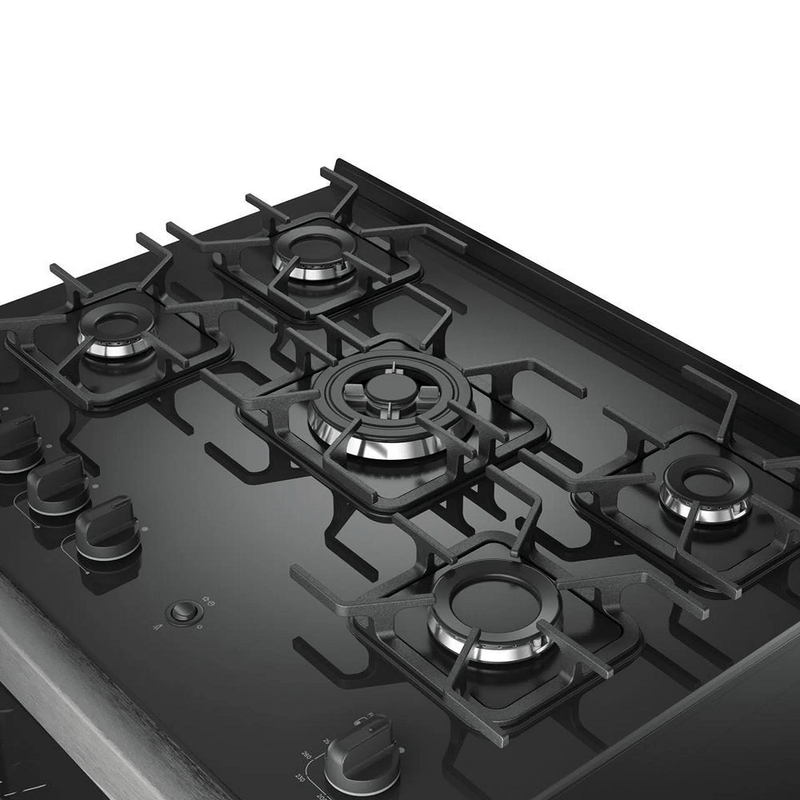 FogaoMueller5BocasDecoratoVetroAutomaticoMesadeVidroTriplaChamaPretoFoscoBivolt