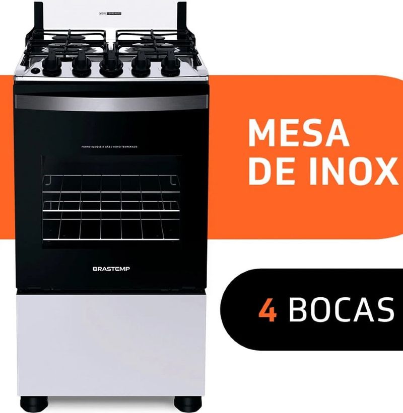 Fogao4BocasBrastempBFO4NBBUNABivoltBranco