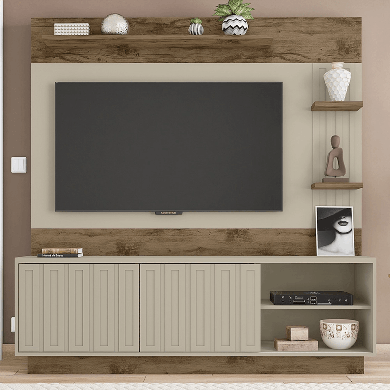 EstanteCaemmunparaTV65PolegadasClap2Portas3PrateleirasJatobaoffWhite