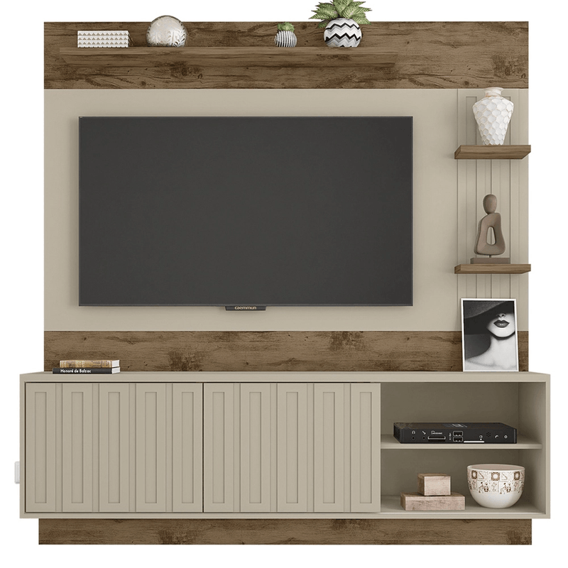 EstanteCaemmunparaTV65PolegadasClap2Portas3PrateleirasJatobaoffWhite