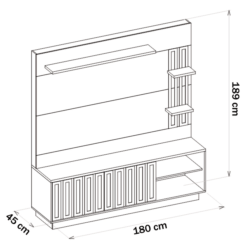 EstanteCaemmunparaTV65PolegadasClap2Portas3PrateleirasJatobaoffWhite