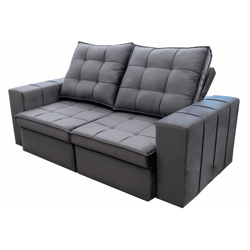 Sofá Retrátil e Reclinável de 2 Lugares Konfort Baltimore Chumbo