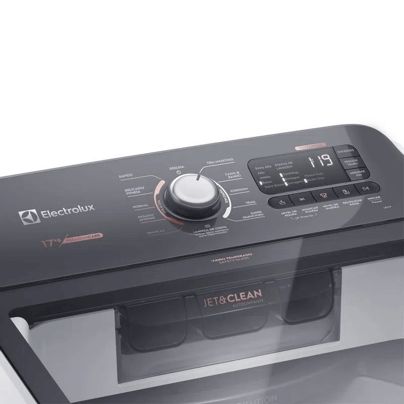 MaquinadeLavar17kgElectrolux11ProgramasdeLavagemcomCestoInoxLEC17Branca127v