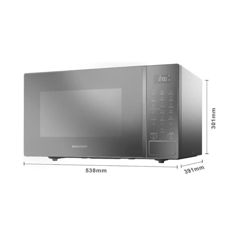 MicroondasBrastemp32LCinzaEspelhadoMenuGourmetBMS46AR110V