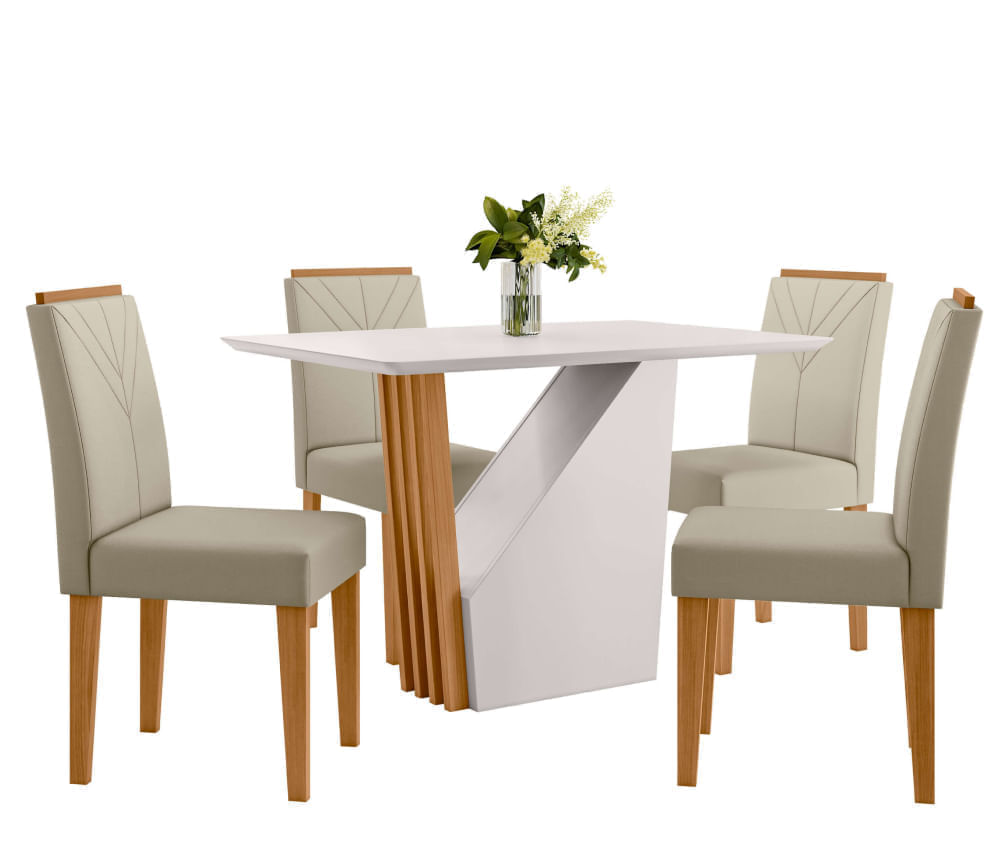 Mesa de Jantar Retangular New Ceval Veneza com 4 Cadeiras Ana - Tvlar