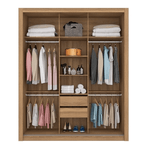 GuardaRoupaDemobileMabenCasal3PortasVerocomEspelhoAmendoaTouchOffWhite