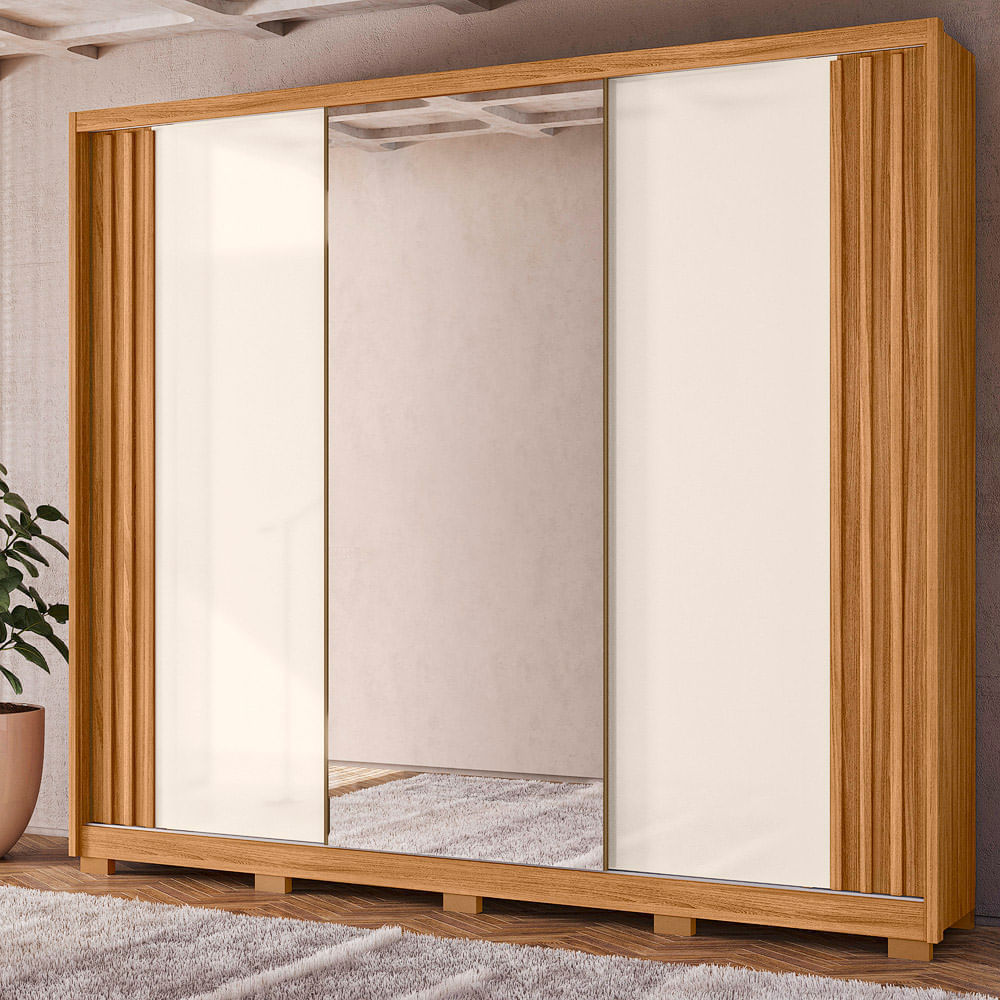 Guarda-Roupa com 3 Portas, 6 Gavetas e com Espelho Moval Arizona
