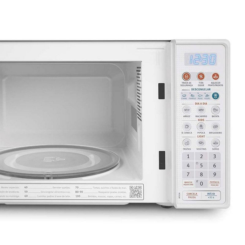 MicroondasElectrolux20lComFuncaoTiraOdorEDescongelarTravaDeSegurancaBranco110V